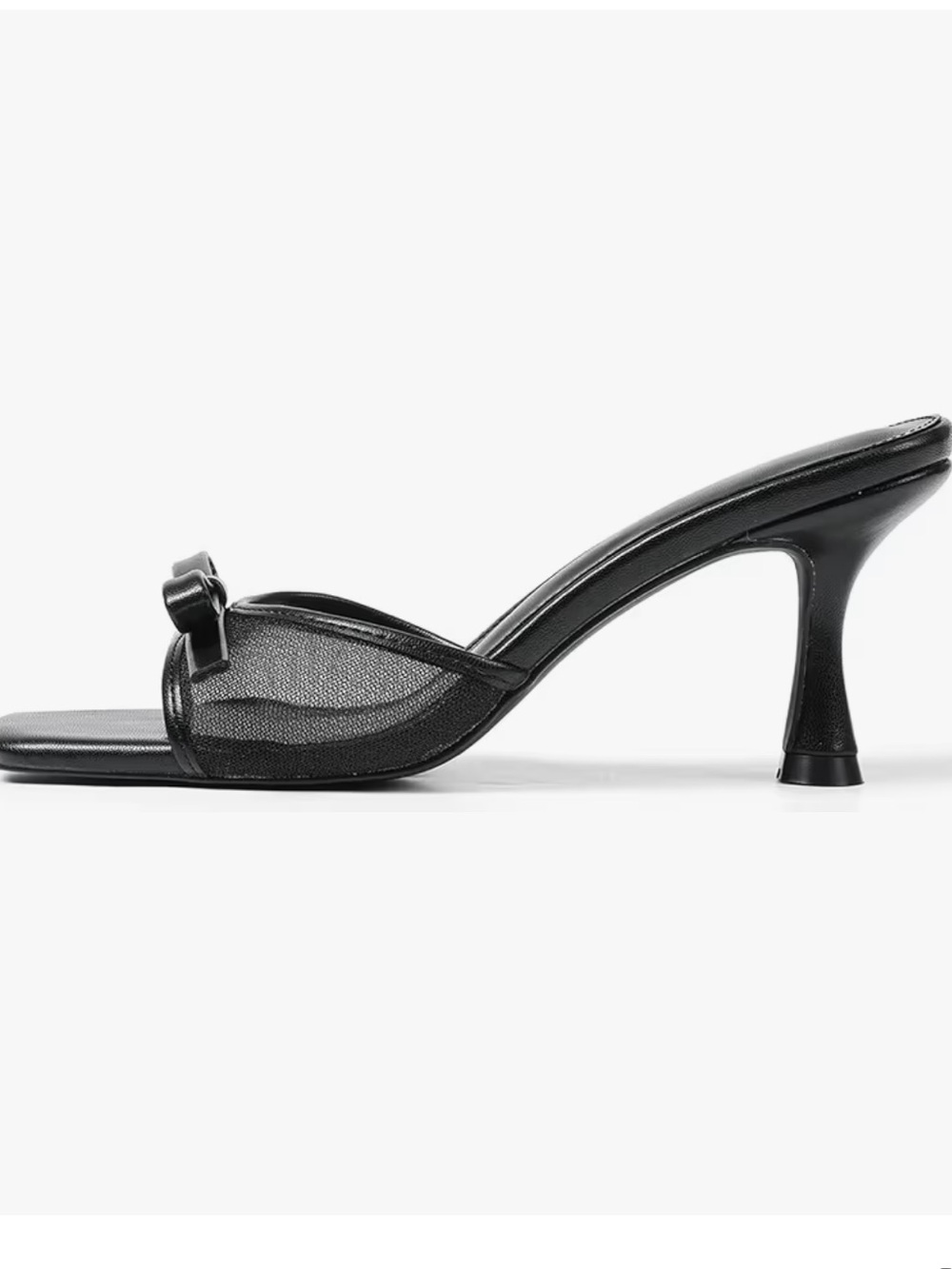 Black Mesh Slip-On Heels Size 9 - Picture 2 of 7